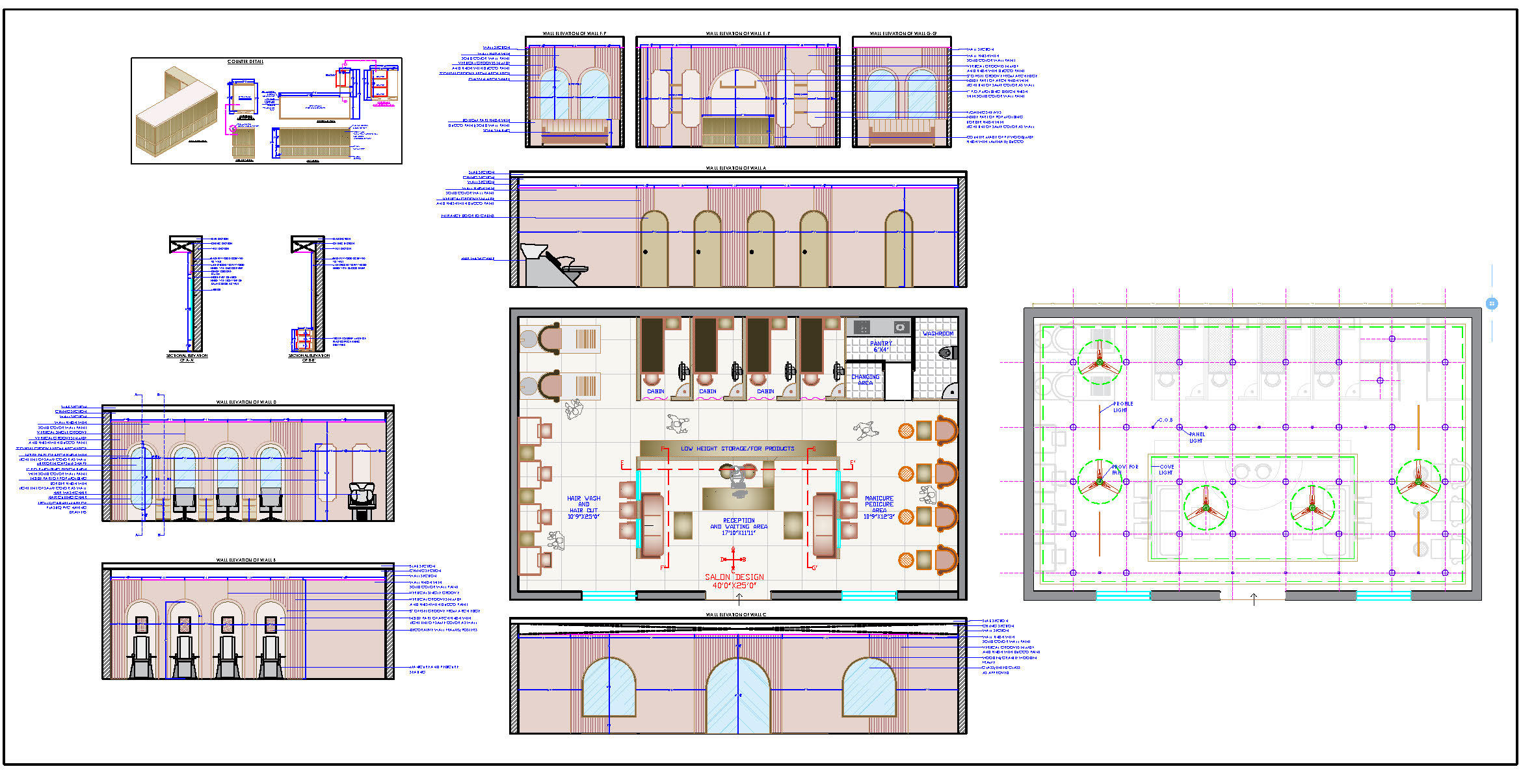 Beauty Salon DWG Drawings Layout, and Interiors